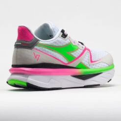 Diadora Atomo V7000 Women's White/Green Fluo/Pink Fluo -Sports Shoe Store 049498 6